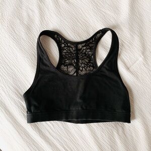 PINK Victoria's Secret Black Lace Racerback Sports Bra